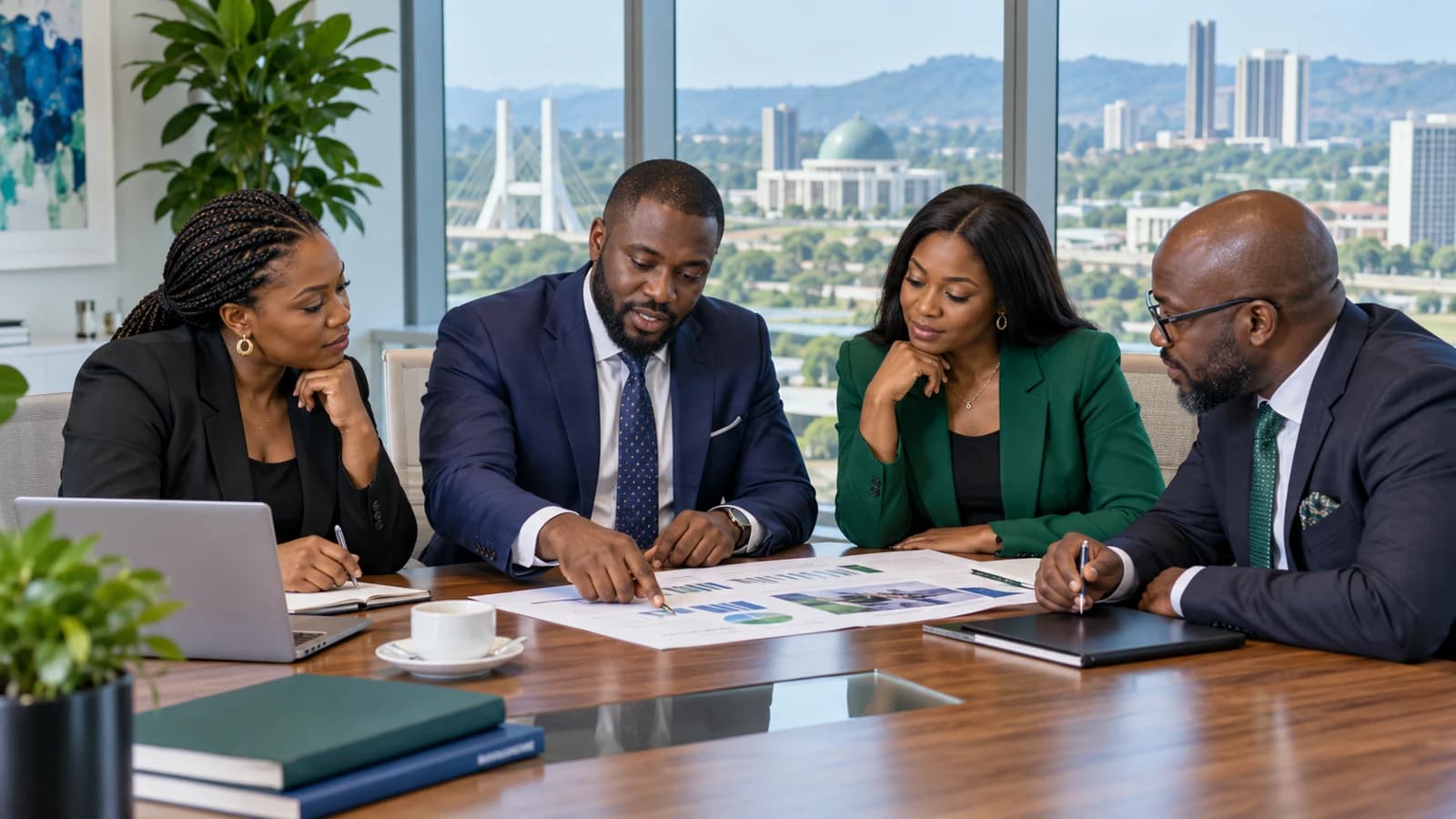 Corporate team discussing business strategy